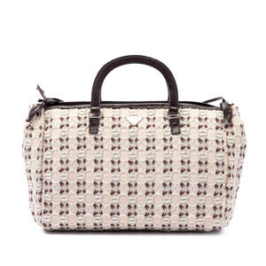 Pre-Loved Prada Canvas Bow Cloquet Handle Bag